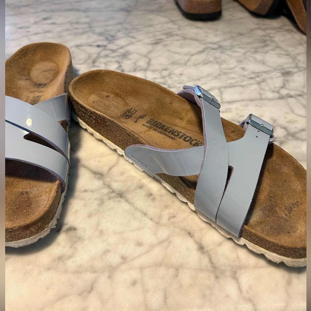 Birkenstock Light Blue Cross Strap Sandals - Picture 2 of 9